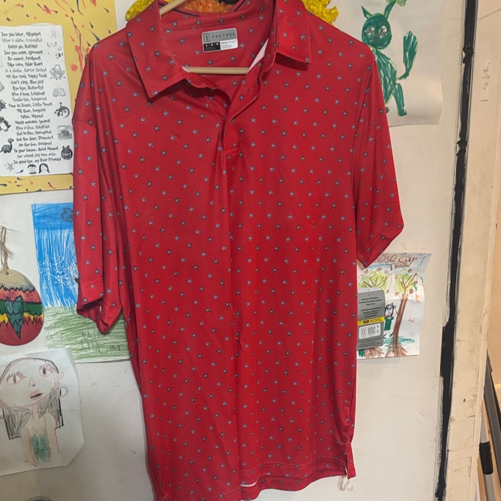 Brand new with tags pga tour large red blue starts polo no imperfections make an